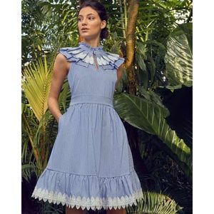 Ted Baker NWOT White Frill Bib Lace Dress